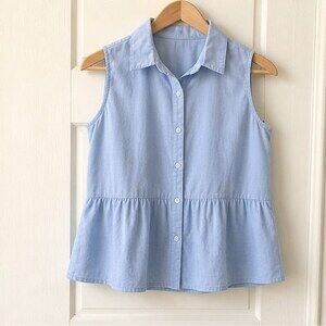 Blue Pleated Blouse